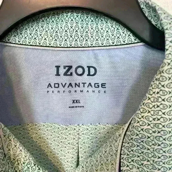 Izod green and white Advantage Performance short-sleeve button-down shirt sz XXL - Picture 3 of 8
